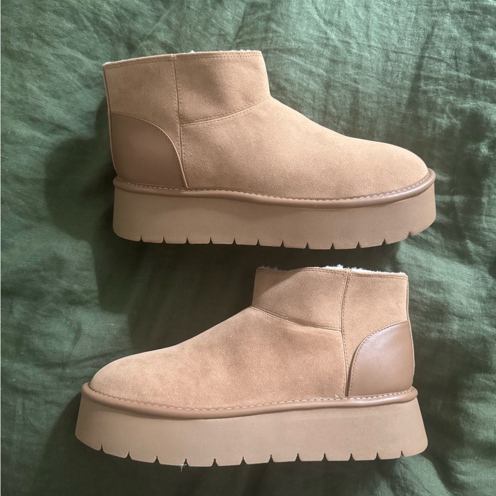 New Wild Fable Womens Missy Platform Booties with Memory Foam Insole Tan Brown 9